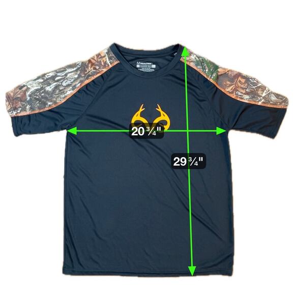 Realtree Staghorn Creek Short Sleeve Camo Black Orange Size Large Hunting Fish - Picture 4 of 7
